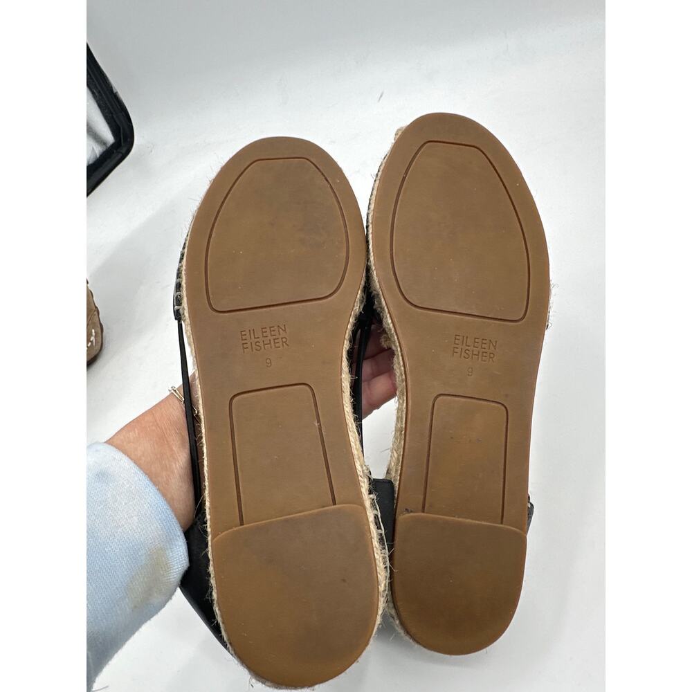 Eileen Fisher Lee black leather espadrille Size 9 - Picture 6 of 8